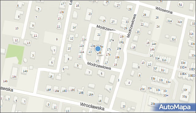 Kiełczów, Modrzewiowa, 15a, mapa Kiełczów