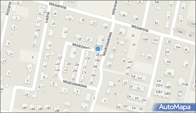 Kiełczów, Modrzewiowa, 19h, mapa Kiełczów