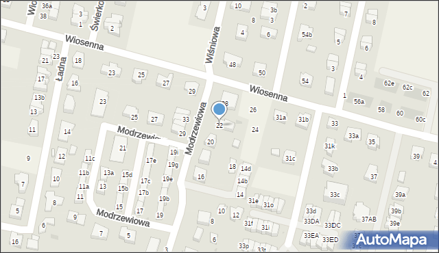Kiełczów, Modrzewiowa, 22, mapa Kiełczów