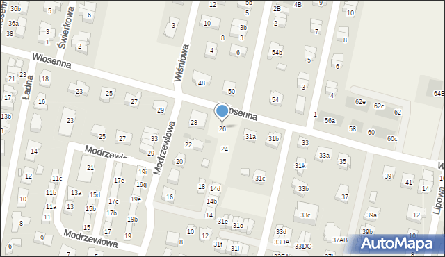 Kiełczów, Modrzewiowa, 26, mapa Kiełczów