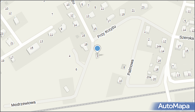 Kiełpino, Modrzewiowa, 1, mapa Kiełpino