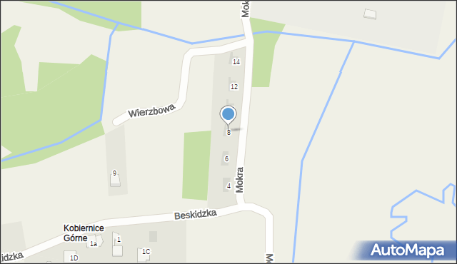 Kobiernice, Mokra, 8, mapa Kobiernice