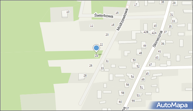 Kobylany, Modrzewiowa, 24, mapa Kobylany