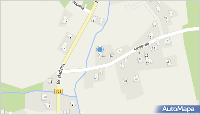 Kocierz Moszczanicki, Mostowa, 1, mapa Kocierz Moszczanicki