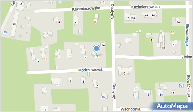 Konstancin-Jeziorna, Modrzewiowa, 11, mapa Konstancin-Jeziorna