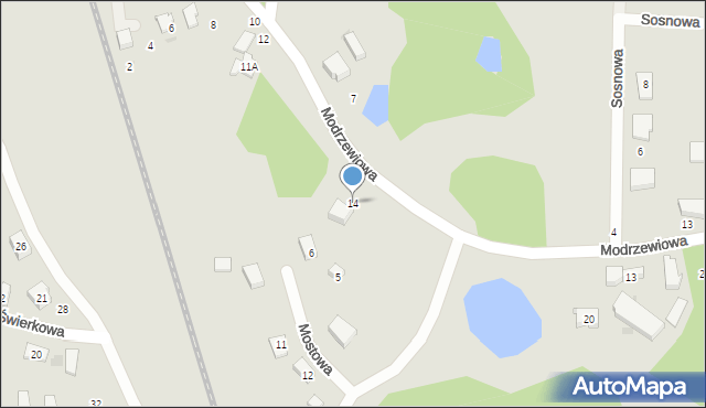 Kościerzyna, Modrzewiowa, 14, mapa Kościerzyna