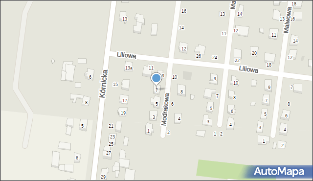 Kostrzyn, Modrakowa, 7, mapa Kostrzyn