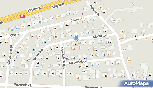 Kostrzyn, Moniuszki Stanisława, 17, mapa Kostrzyn