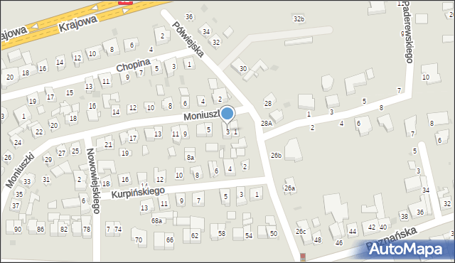 Kostrzyn, Moniuszki Stanisława, 3, mapa Kostrzyn