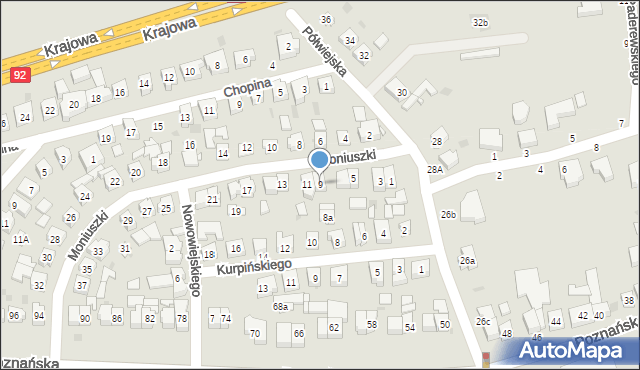 Kostrzyn, Moniuszki Stanisława, 9, mapa Kostrzyn