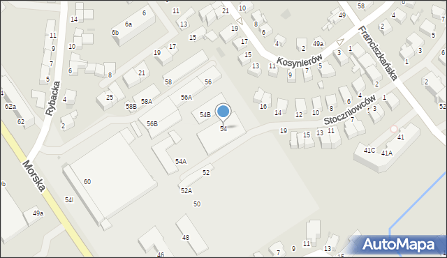 Koszalin, Morska, 54, mapa Koszalina