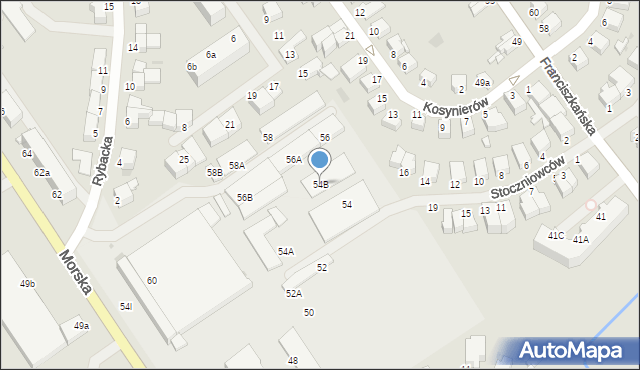 Koszalin, Morska, 54B, mapa Koszalina