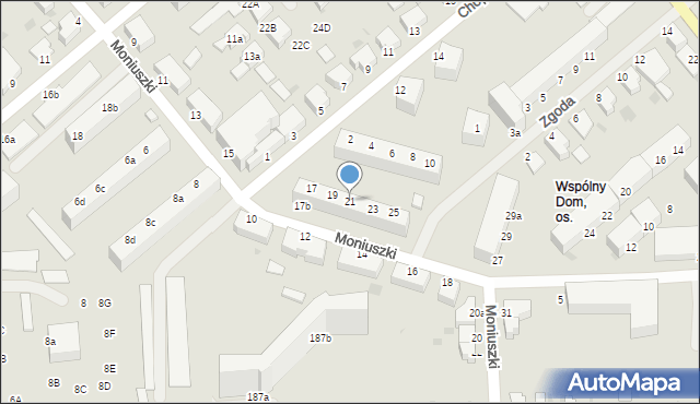 Koszalin, Moniuszki Stanisława, 21, mapa Koszalina