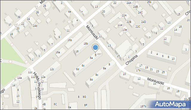 Koszalin, Moniuszki Stanisława, 6, mapa Koszalina