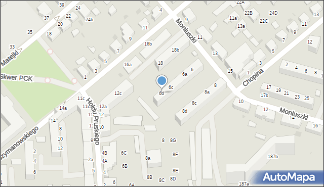 Koszalin, Moniuszki Stanisława, 6d, mapa Koszalina