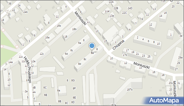 Koszalin, Moniuszki Stanisława, 8a, mapa Koszalina