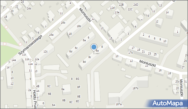 Koszalin, Moniuszki Stanisława, 8b, mapa Koszalina