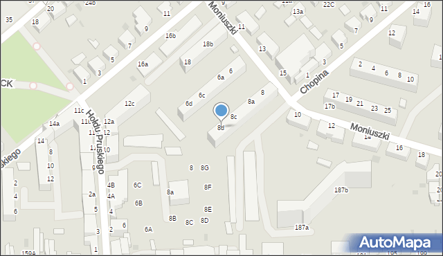 Koszalin, Moniuszki Stanisława, 8d, mapa Koszalina