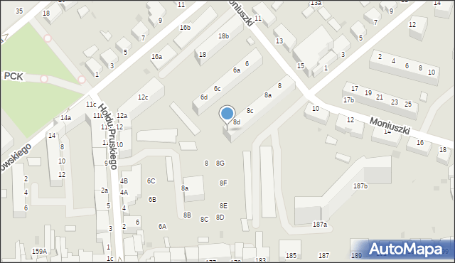 Koszalin, Moniuszki Stanisława, 8e, mapa Koszalina