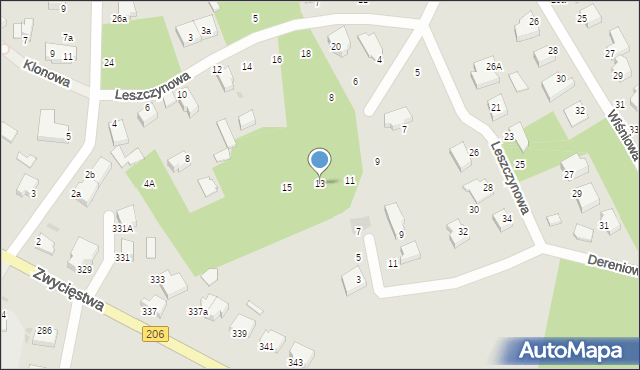 Koszalin, Modrzewiowa, 13, mapa Koszalina