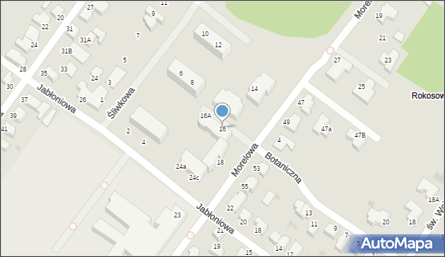 Koszalin, Morelowa, 16, mapa Koszalina