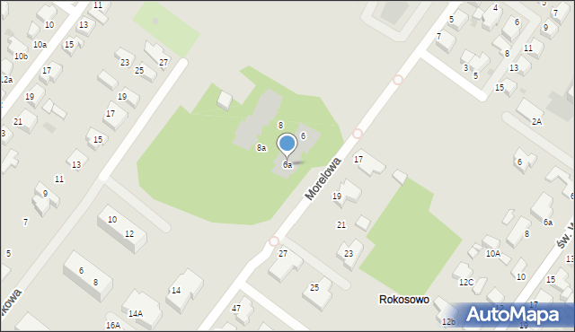 Koszalin, Morelowa, 6a, mapa Koszalina