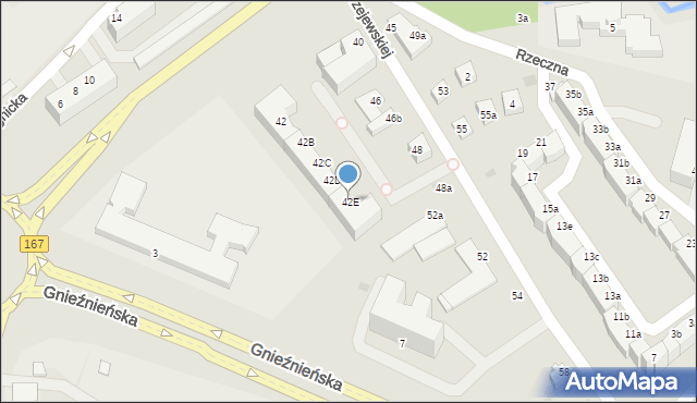 Koszalin, Modrzejewskiej Heleny, 42E, mapa Koszalina