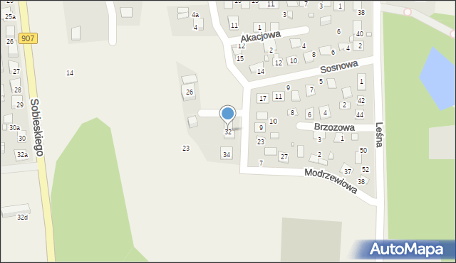 Koszęcin, Modrzewiowa, 32, mapa Koszęcin