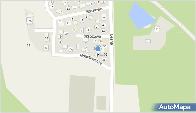 Koszęcin, Modrzewiowa, 37, mapa Koszęcin