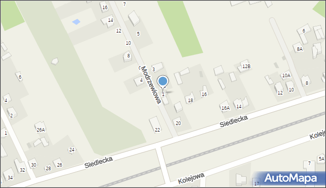 Kotuń, Modrzewiowa, 1, mapa Kotuń