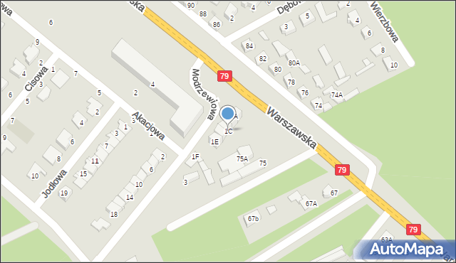 Kozienice, Modrzewiowa, 1C, mapa Kozienice