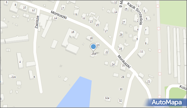 Kożuchów, Moniuszki Stanisława, 20A, mapa Kożuchów