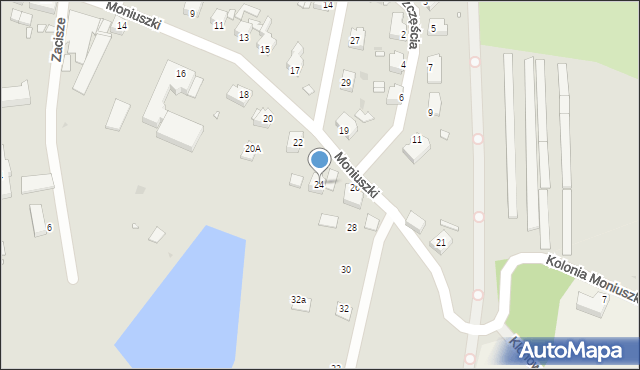 Kożuchów, Moniuszki Stanisława, 24, mapa Kożuchów