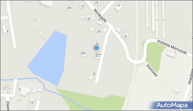 Kożuchów, Moniuszki Stanisława, 32, mapa Kożuchów