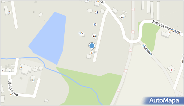 Kożuchów, Moniuszki Stanisława, 33, mapa Kożuchów
