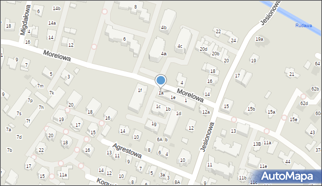 Kraków, Morelowa, 1a, mapa Krakowa