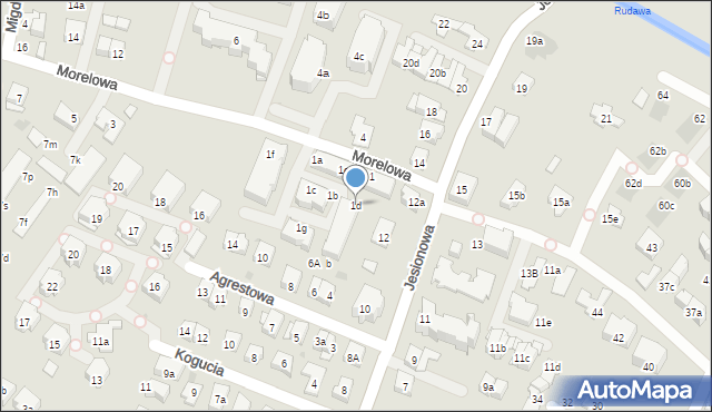 Kraków, Morelowa, 1d, mapa Krakowa