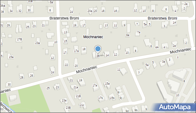 Kraków, Mochnaniec, 16, mapa Krakowa