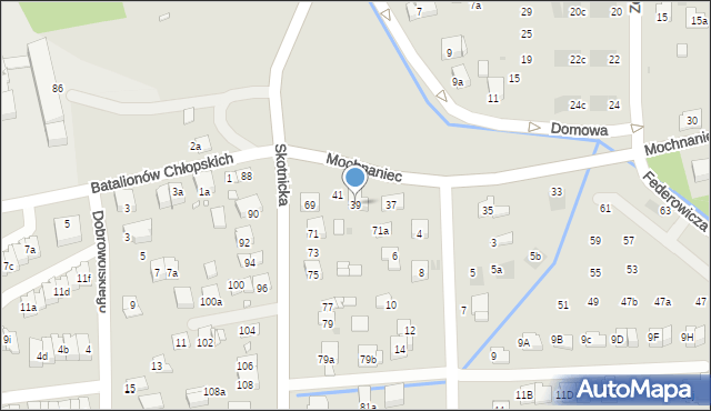 Kraków, Mochnaniec, 39, mapa Krakowa