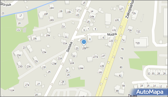 Kraków, Modra, 10b, mapa Krakowa