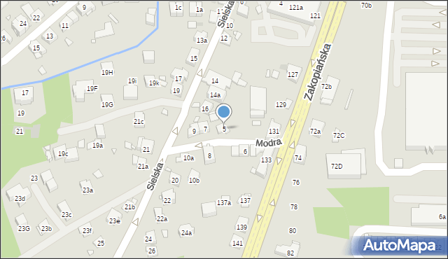 Kraków, Modra, 5, mapa Krakowa