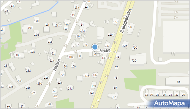 Kraków, Modra, 6, mapa Krakowa