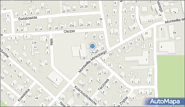 Kraków, Montwiłła-Mireckiego Józefa, 27, mapa Krakowa