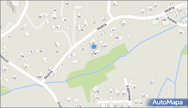 Kraków, Mokra, 10a, mapa Krakowa