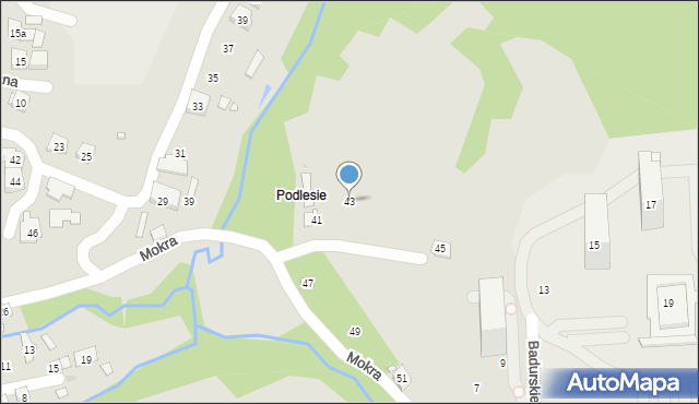 Kraków, Mokra, 43, mapa Krakowa