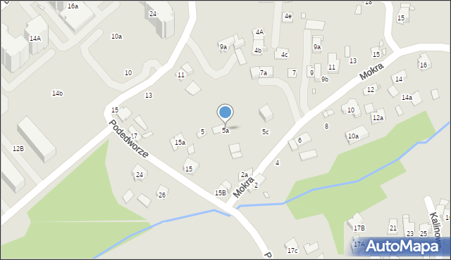 Kraków, Mokra, 5a, mapa Krakowa