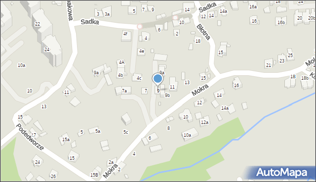 Kraków, Mokra, 9, mapa Krakowa
