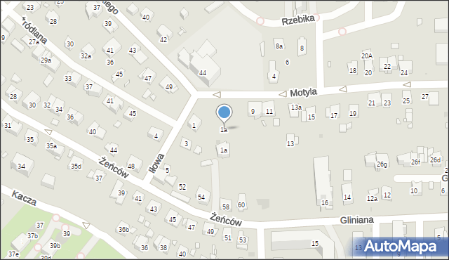 Kraków, Motyla, 1a, mapa Krakowa