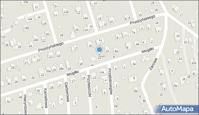 Kraków, Mogiłki, 12, mapa Krakowa