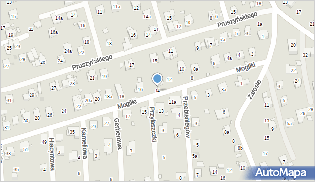Kraków, Mogiłki, 14, mapa Krakowa